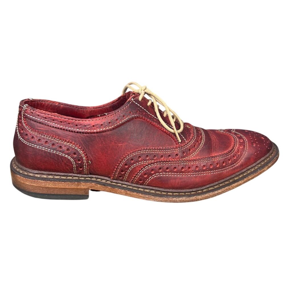 Allen Edmonds Neumok Red Distressed Wide Brogue Dress Shoes Size 7 E